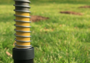 GopherHawk's yellow catch indicator shows when trap has caught a gopher or mole.